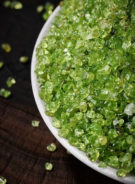 天然橄榄石碎石摆件原石鱼缸配件