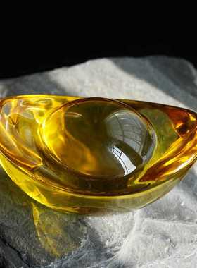 招财装饰品聚宝盆黄水晶元宝