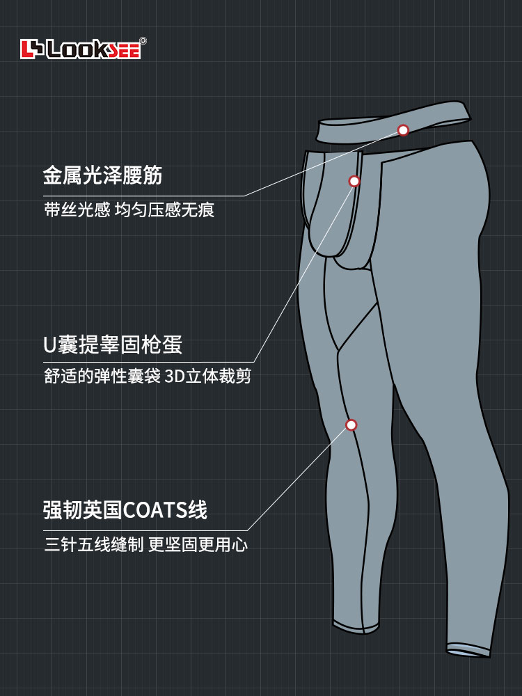 LOOKSEE秋裤免穿内裤U凸囊袋性感潮薄款图腾黑打底修身花衬裤单件 - 图2