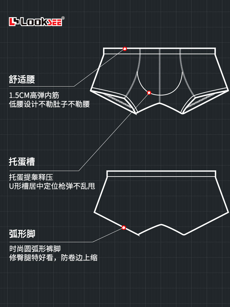 特价 U凸小四角男士内裤短平角裤 低腰薄款透气莫代尔纯色木尔棉,淘宝优惠券,粉丝福利购,淘宝优惠卷