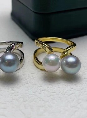 长源纯银镀金双珠戒指配件