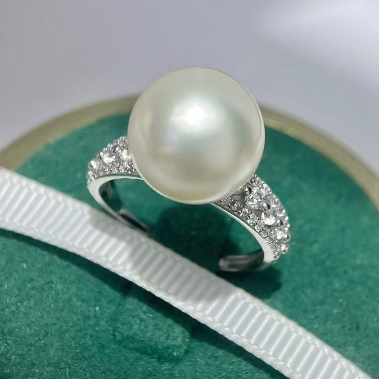 DIY accessories natural pearl S925 sterling silver fashion personalized adjustable ring with 6-12mm round beads