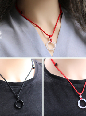 暗黑系项链一对玛瑙指环吊坠学生