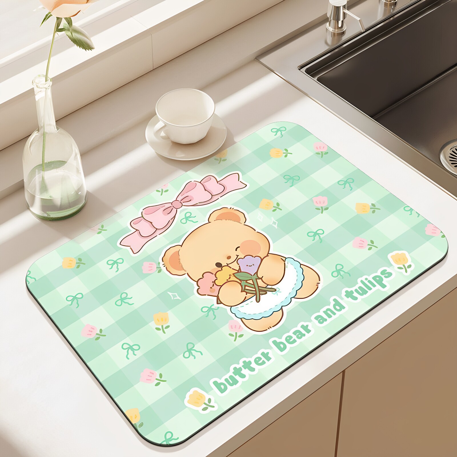 Kitchen countertop diatom mud absorbent drain mat anti-slip