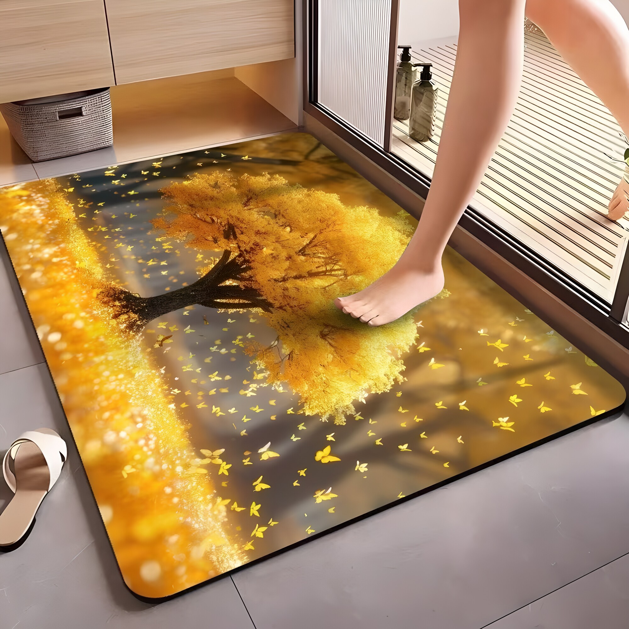 Diatom mud water-absorbing quick-drying non-slip floor mat