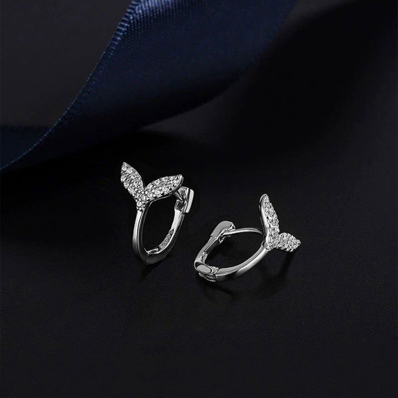 鱼尾耳扣女小众设计感高级耳环圈满钻耳环气质养耳洞轻奢女耳饰品,淘宝优惠券,粉丝福利购,淘宝优惠卷