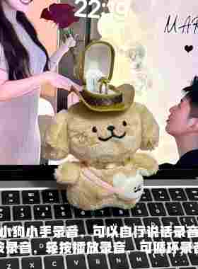 线条小狗戒指盒毛绒公仔
