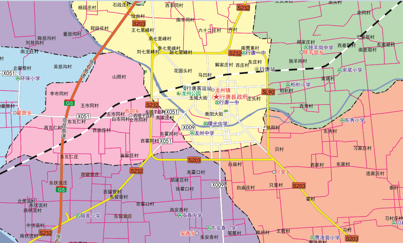 2017年6月河北省石家庄市行唐县交通旅游行政乡镇村落分布地图