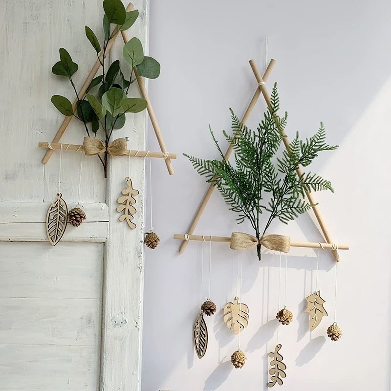 Xizuju Nordic Wind Wood Wall Wall Decoration Restaurant Wall Pendant Porch Purple Plant bedroom background B & B Hiber Hanging Flower