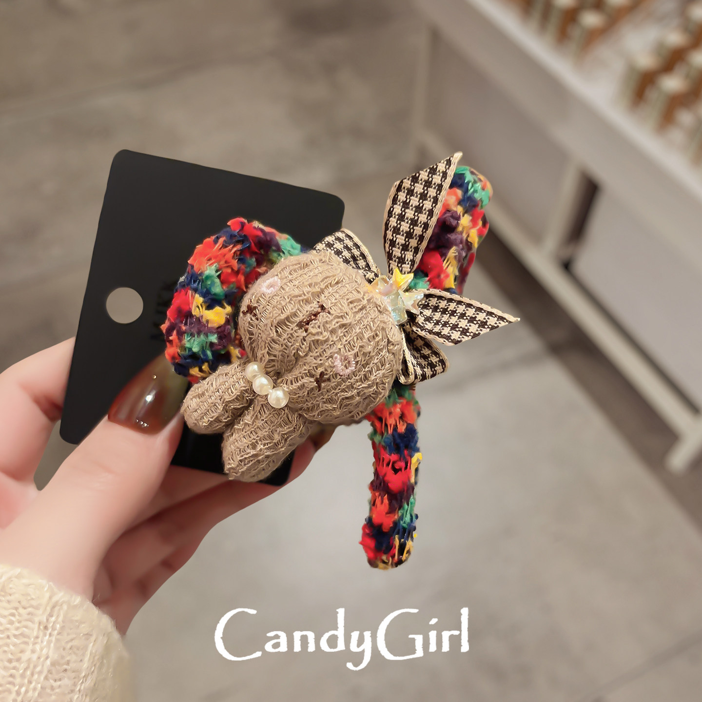 手工毛线小兔爱心抓夹女可爱编织创意发夹后脑勺发量少半扎鲨鱼夹,淘宝优惠券,粉丝福利购,淘宝优惠卷