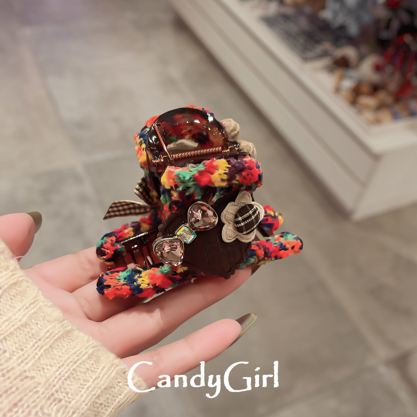 手工毛线小兔爱心抓夹女可爱编织创意发夹后脑勺发量少半扎鲨鱼夹,淘宝优惠券,粉丝福利购,淘宝优惠卷