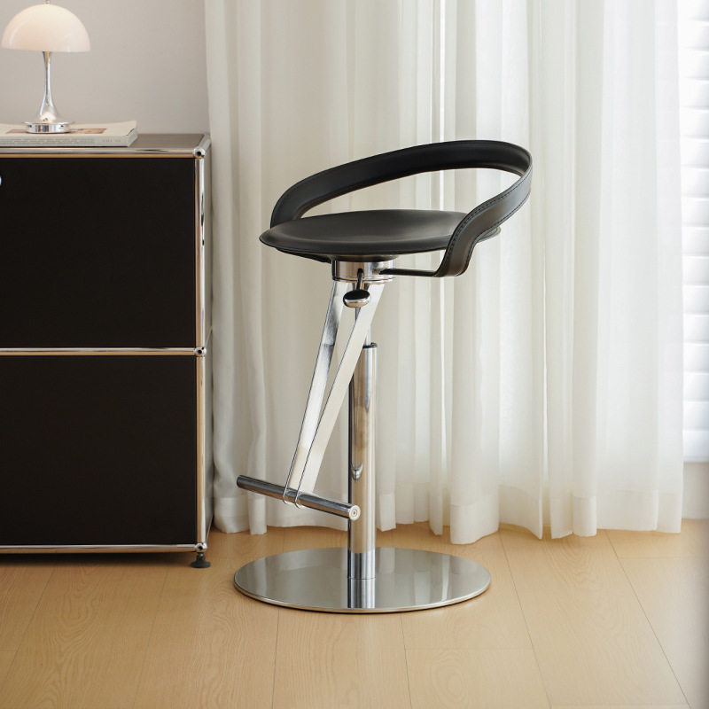 北欧轻奢马鞍革吧椅家用高椅子吧台凳设计师旋转升降酒吧椅高脚凳,淘宝优惠券,粉丝福利购,淘宝优惠卷
