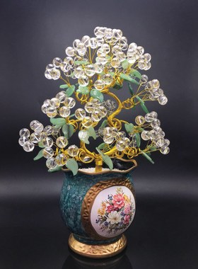 金枝玉叶摇钱树         精选大颗粒天然白水晶手工艺品 摆件！