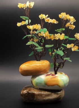 天然紫水晶黄水晶！石来运好摇钱树！缘定三生！紫气东来！好运连