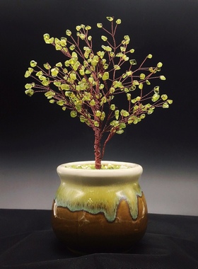 天然橄榄石摇钱树！精致可爱！！健康长寿