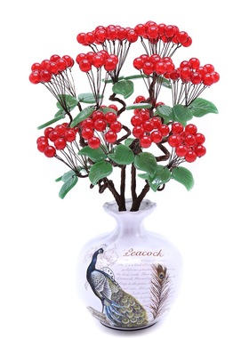 天染然红玉髓红果硕果累累摇钱树！ 花开富贵，招财纳福！