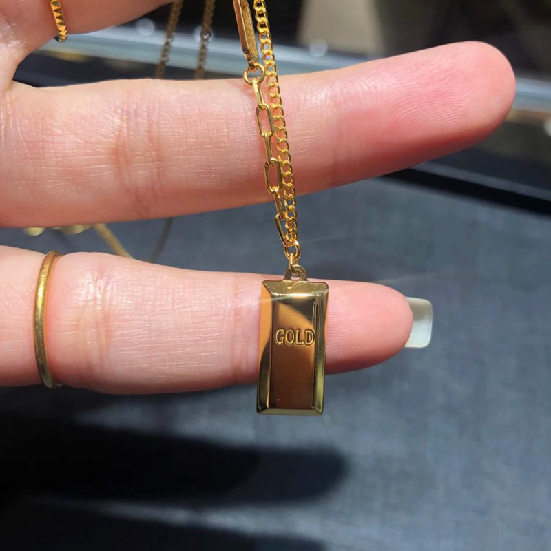 999足金暴富小金条吊坠女款锁骨链 欧颜颈饰