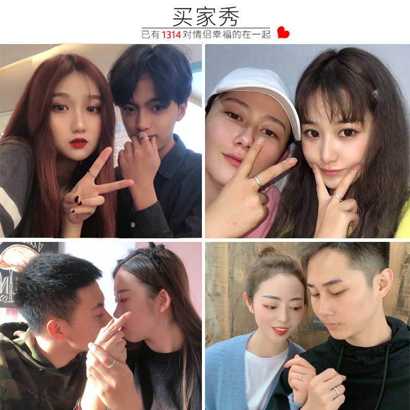 情侣纯银男女一对小众原创设计对戒 欧颜戒指/指环