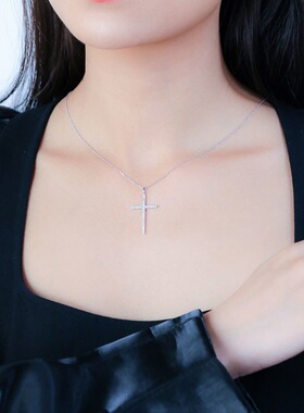 银满钻十字架项链女高级感轻奢