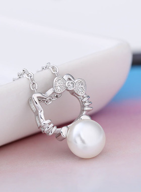 925纯银动漫卡通项链kt猫凯蒂猫