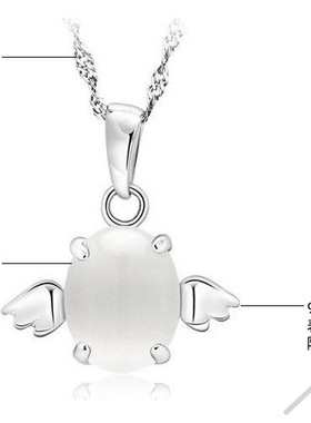 正品银饰女士镶猫眼石简约吊坠