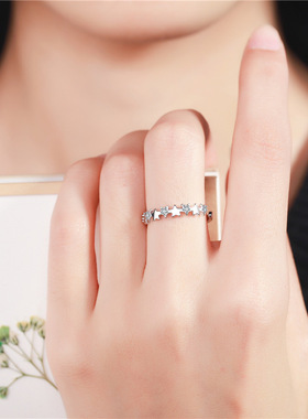 纯银女日韩版五角星星星925饰品