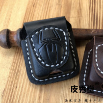 Leather Show Hall Substitute Zippo Lighter Strong Magnetic Buckle Leather Cover Handmade Head Layer Cow Leather Black Spider lighter cover