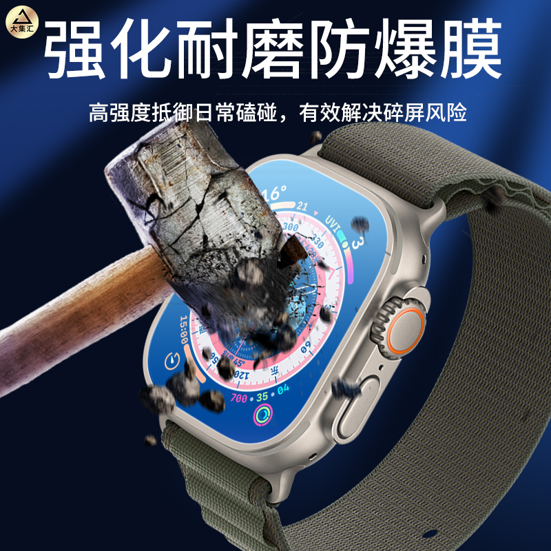 适用applewatchultra钢化膜iwatch7保护膜iwatchs8苹果手表S7华强北S全包watch水凝ultra贴膜apple表盘2022se - 图3