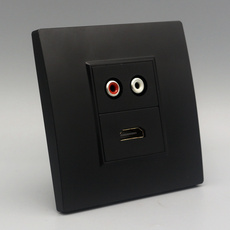 Аудио разъем 黑色双莲花头音频hdmi高清插座86型电视4k墙壁红白音频多媒体面板 Kgino