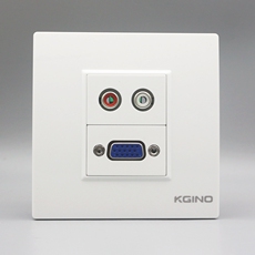 Аудио разъем 86型雅白二位vga免焊音频插座面板 显示器电脑带双孔莲花音频墙插 Kgino