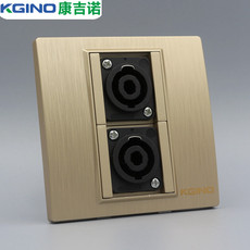 Аудио разъем 拉丝香槟86型双舞台音响插座金色专业舞台音响设备大功率音响插座 Kgino