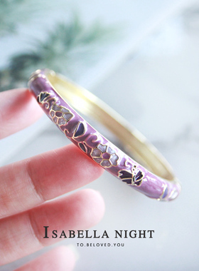 国潮风雕花珐琅彩正宗老上海景泰蓝手镯女汉服旗袍母亲节闺蜜礼物