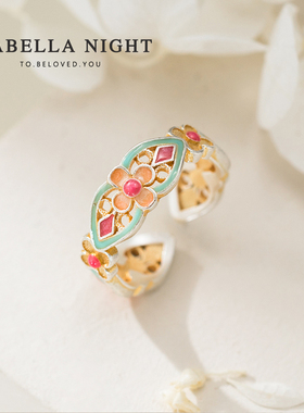 999足银珐琅彩戒指新中式国潮风