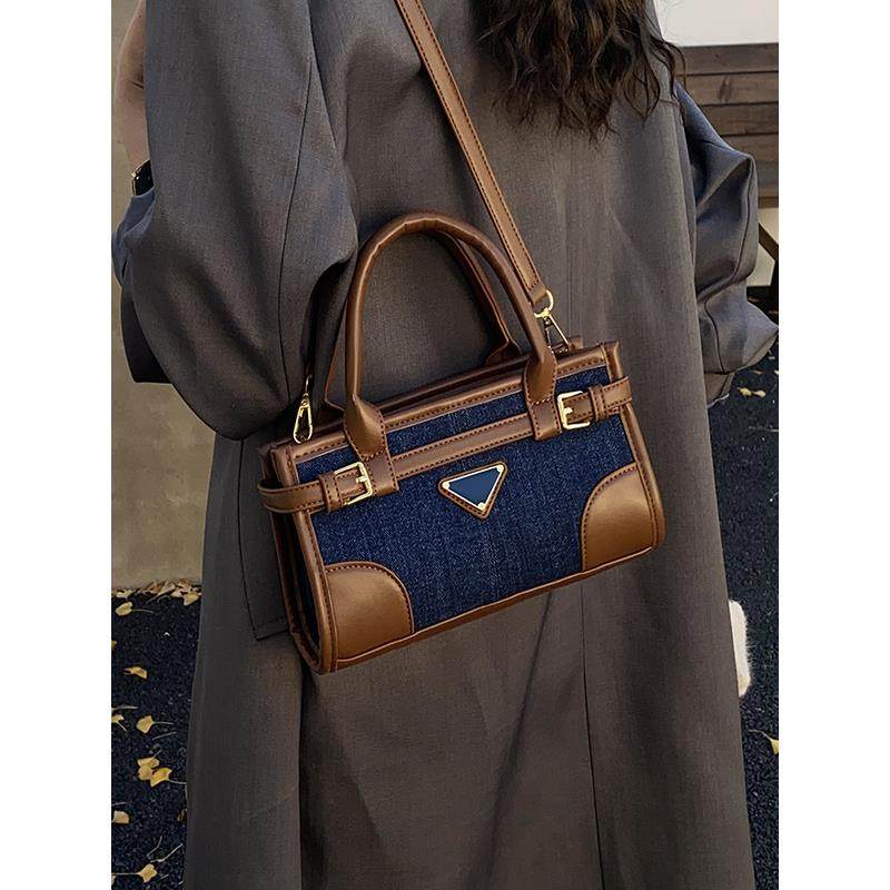 复古牛仔布小包包女2025新款撞色手提小方包秋冬美拉德单肩斜挎包,淘宝优惠券,粉丝福利购,淘宝优惠卷
