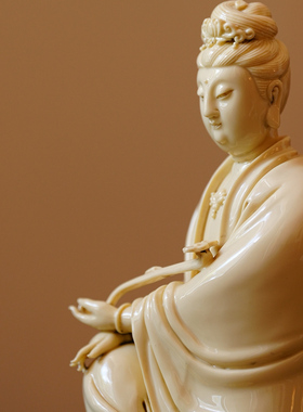 有余美器白瓷如意观音 手工雕塑摆件