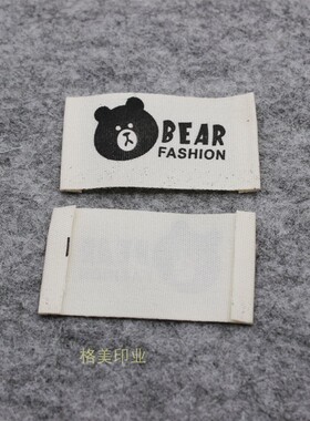 卡通图案个性搭配设计定制印刷领标亲肤舒适纯棉通用布标英文印标