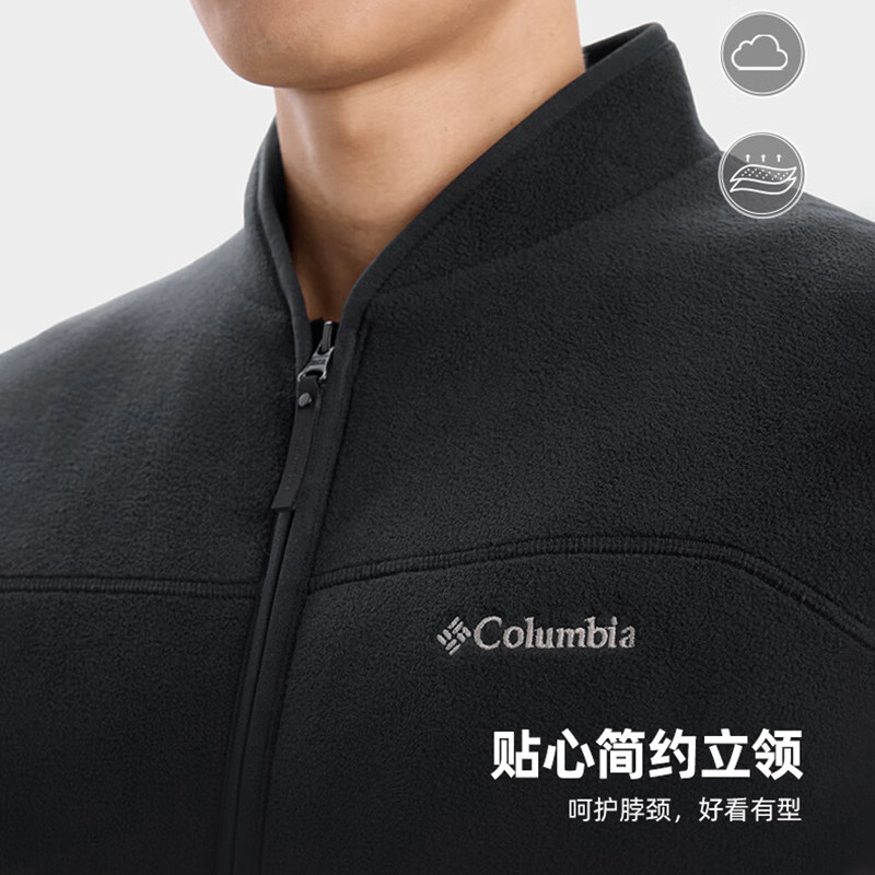 哥伦比亚男士秋冬户外防风金点热能保暖立领抓绒衣外套AE0899 - 图1