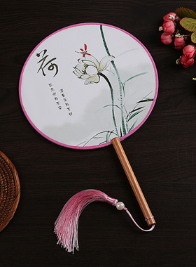 中国风女扇半透古典团扇