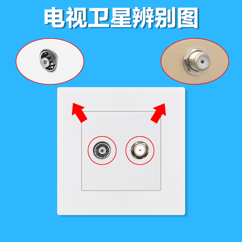 二位双口电视TV插座面板两位有线闭路电视数字机顶盒墙壁信息插座 - 图0