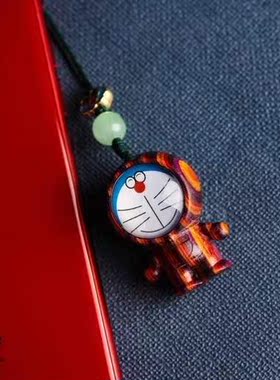 包邮全新赞比亚血檀实木卡通木雕童年记忆叮当猫挂绳挂件工艺礼品