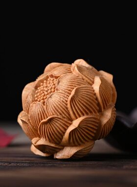 崖柏木雕莲花香插禅意线香摆件
