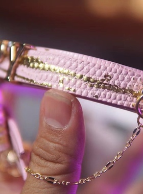 诊疗师手工定制 蝴蝶结镂空吊坠项圈女m项链k9真皮牵引绳choker