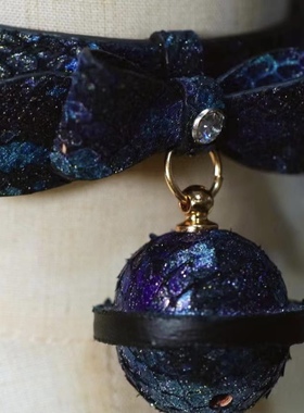 诊疗师手工定制 蝴蝶铃铛蛇真皮项圈亚比choker女SM风小众颈环