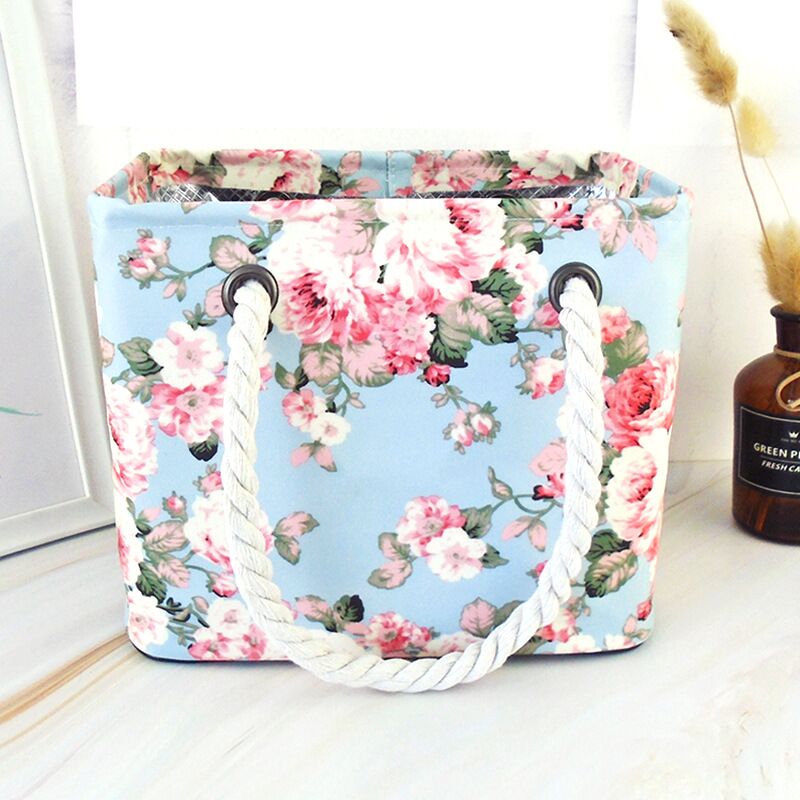 日韩时尚手提防水洗漱包大容量旅行网眼沐浴篮折叠收纳包男女同款 - 图1