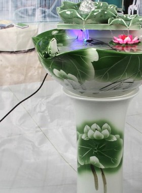 景德镇立式碗莲过滤器流水摆件