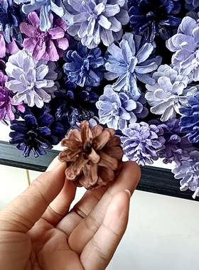 紫色松果画纯手工上色丙烯画客厅装饰画原木风肌理感玄幻走廊挂画