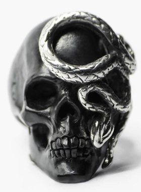 波兰暗黑品牌Macabre Gadgets 黑色骷髅与蛇戒指个性复古时尚男女