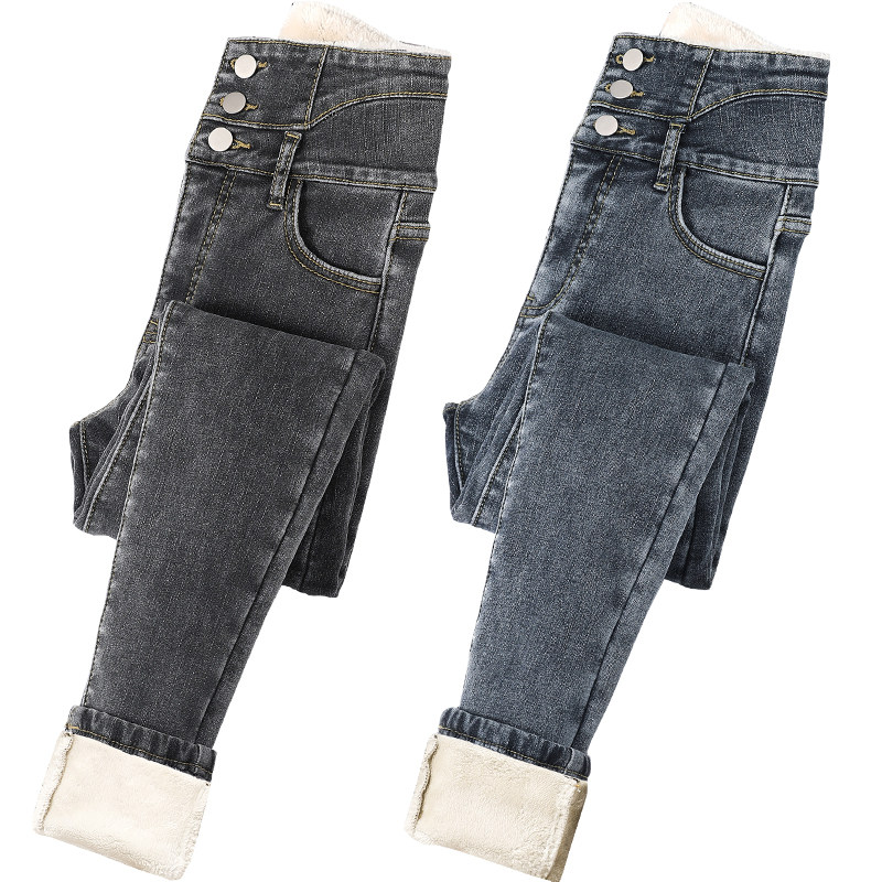 加绒加厚2021年新款潮高腰铅笔裤子 慕汀服饰牛仔裤