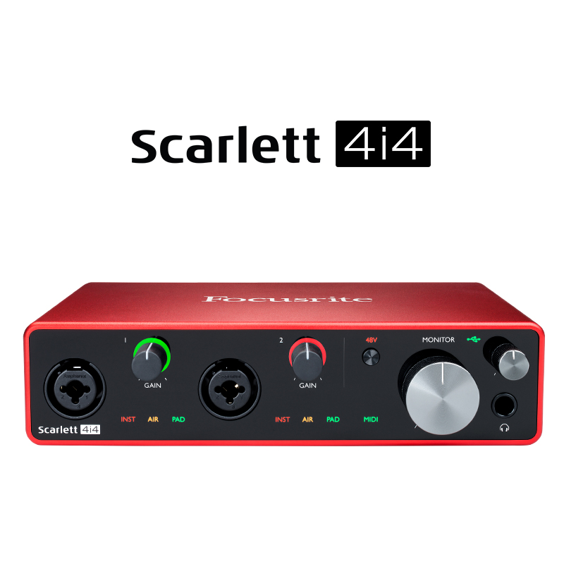 Focusrite福克斯特Scarlett 4i4三代USB声卡专业录音编曲内录48V - 图0