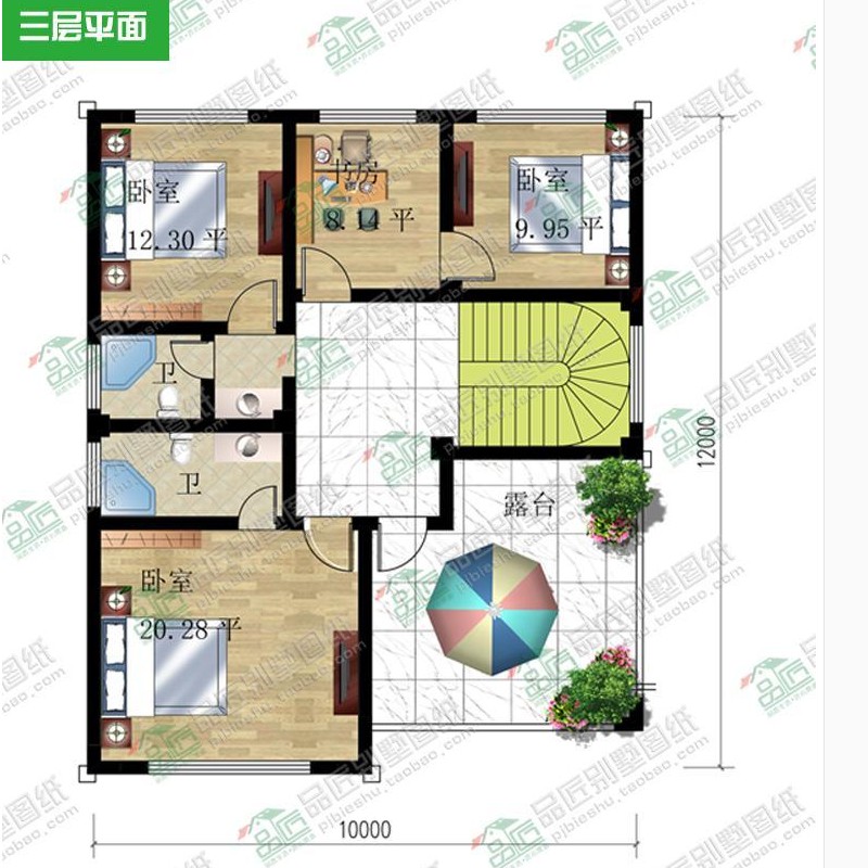 新农村住宅欧式三层别墅复式设计效果图施工图全套图纸品匠PJ3015 - 图3